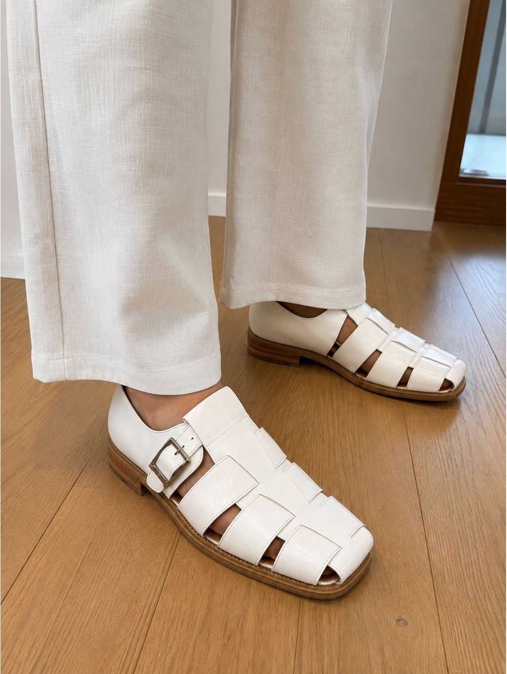 Vintage Giorgio Brutini Private Collection White Leather Fisherman Sandals 12M